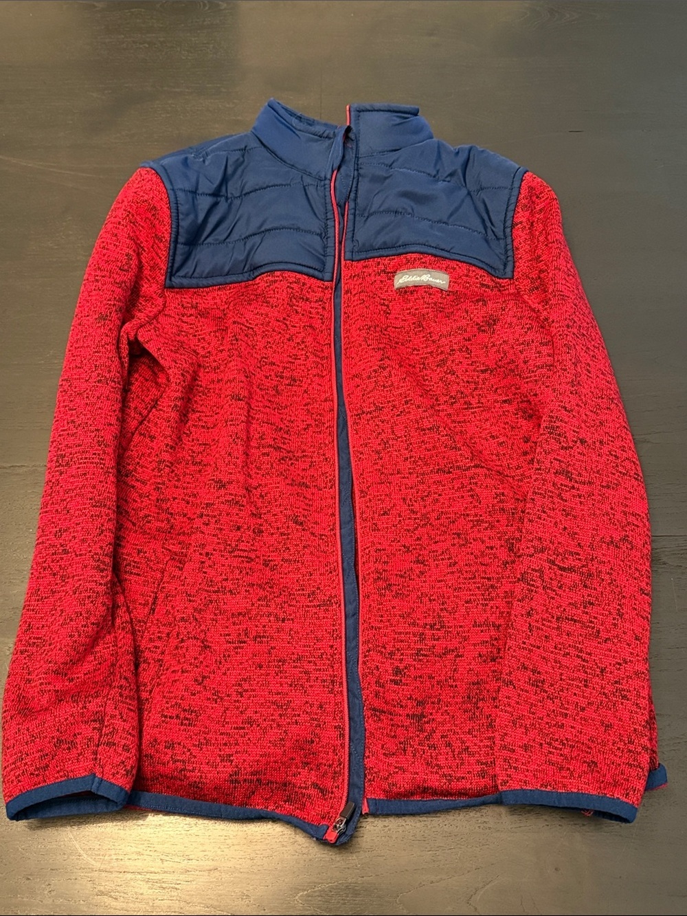 Eddie Bauer kids Red & Navy Fleece Jacket with Quilted Yoke size 12/14